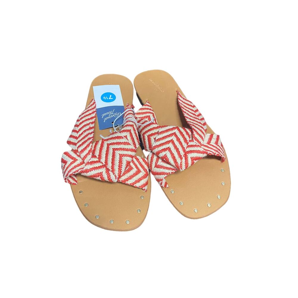 NWT Universal Thread Red Louise Chevron Print Knotted Slide Sandals - Size 7.5